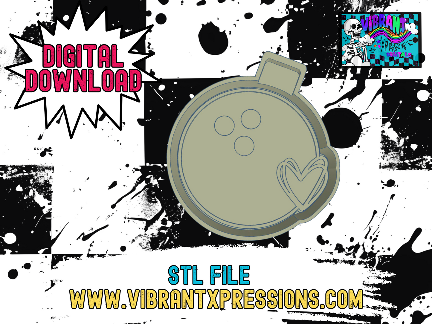 Bowling Heart Mold Maker STL File