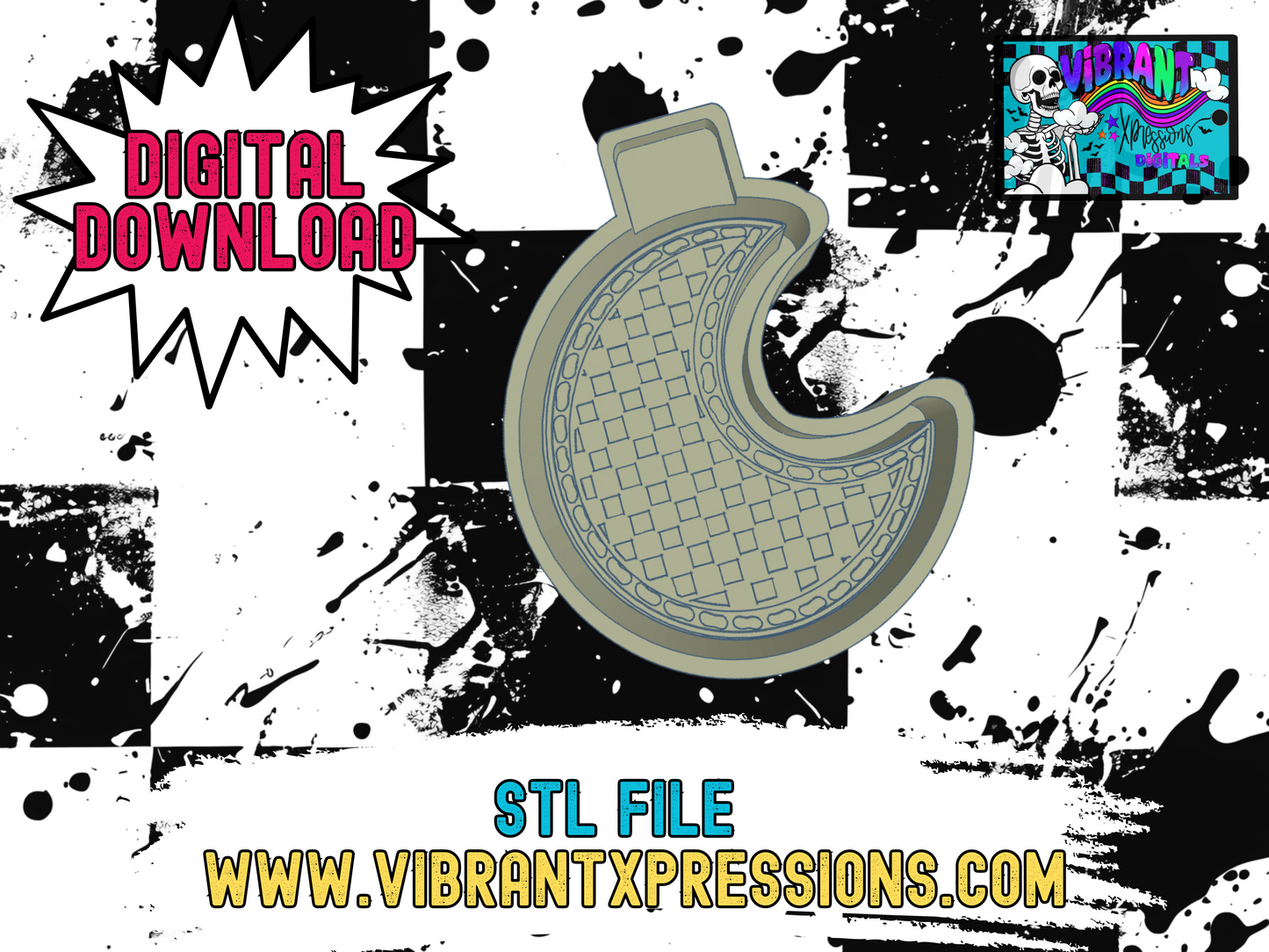 Checkered Moon Mold Maker STL File