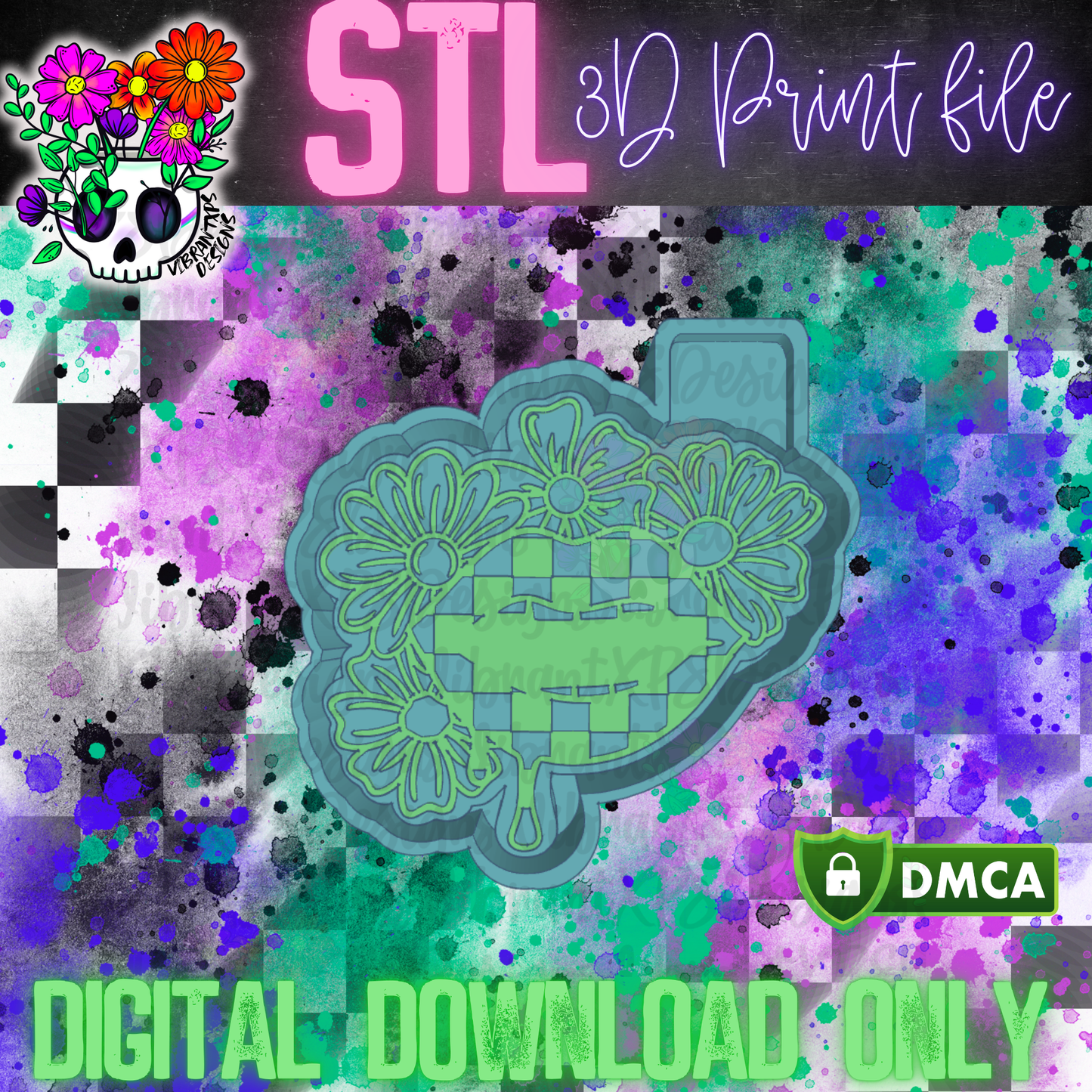 Floral Checkered Lips Mold Maker STL File