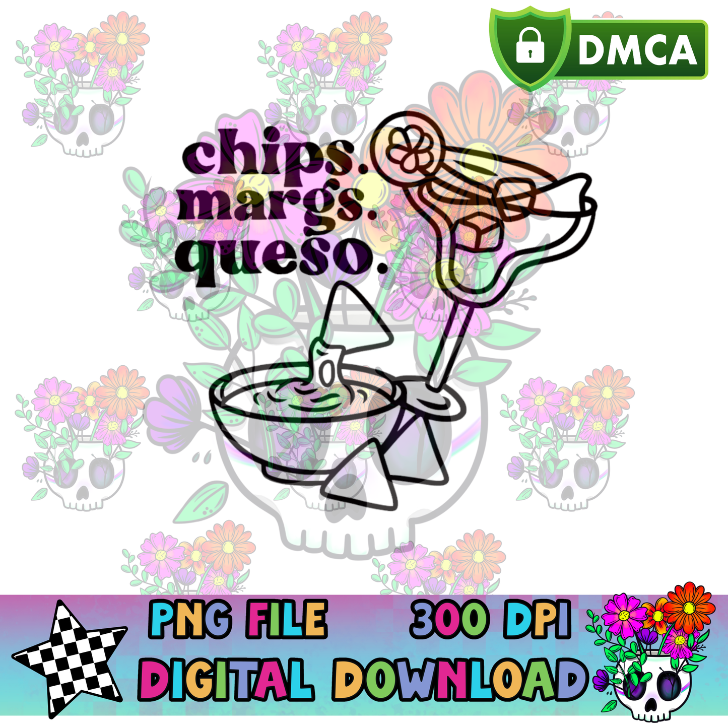 Chips. Margs. Queso. - PNG