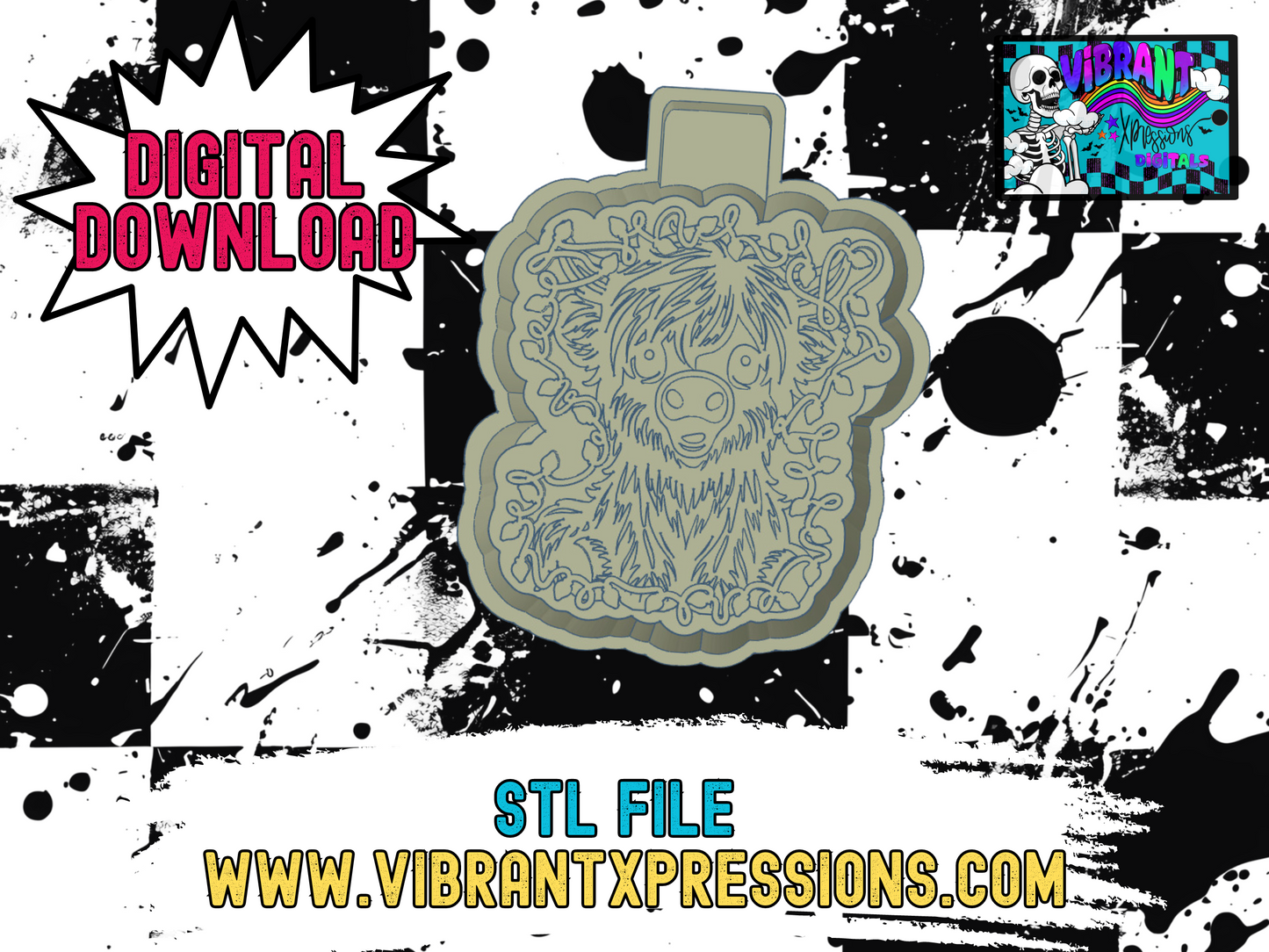 Christmas Highland Cow Mold Maker STL File