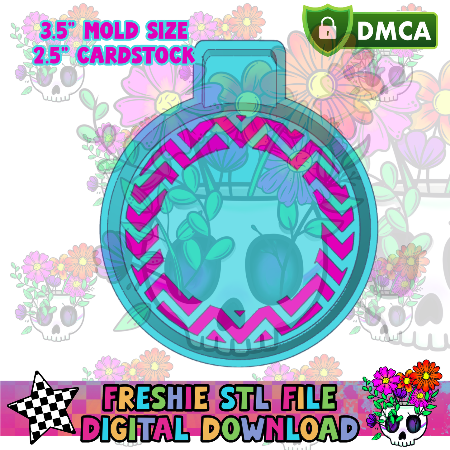 Chevron Circle 3.5" Circle Mold Maker STL File