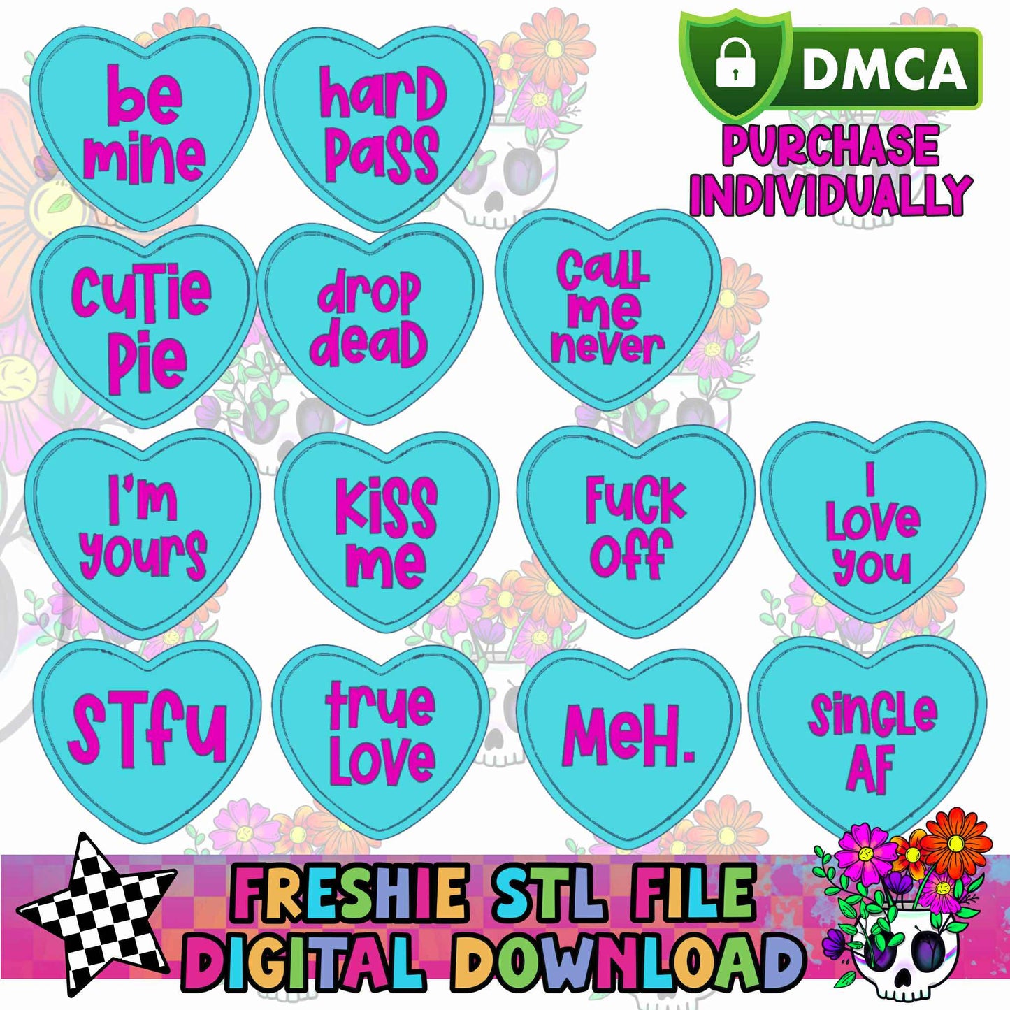 Inserts for Checkered Heart Mold Maker STL File