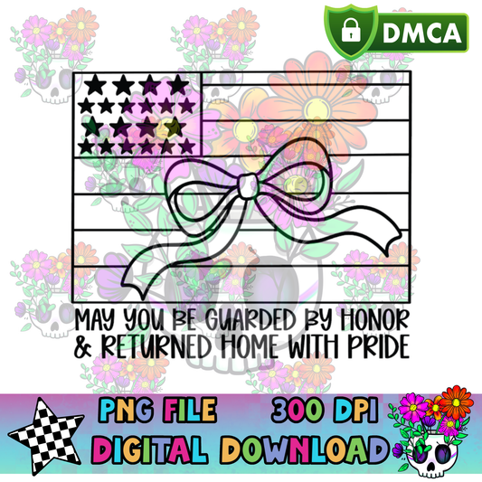 American Flag Bow Honor - PNG