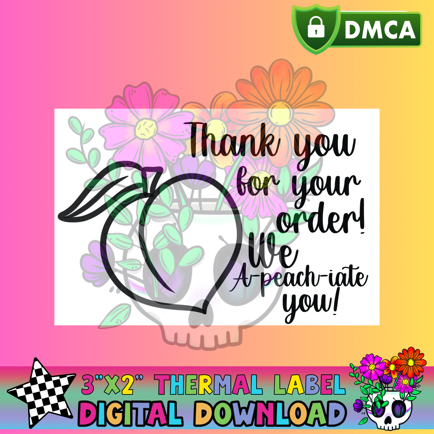 A-Peach-iate You– Thermal Label Digital Download