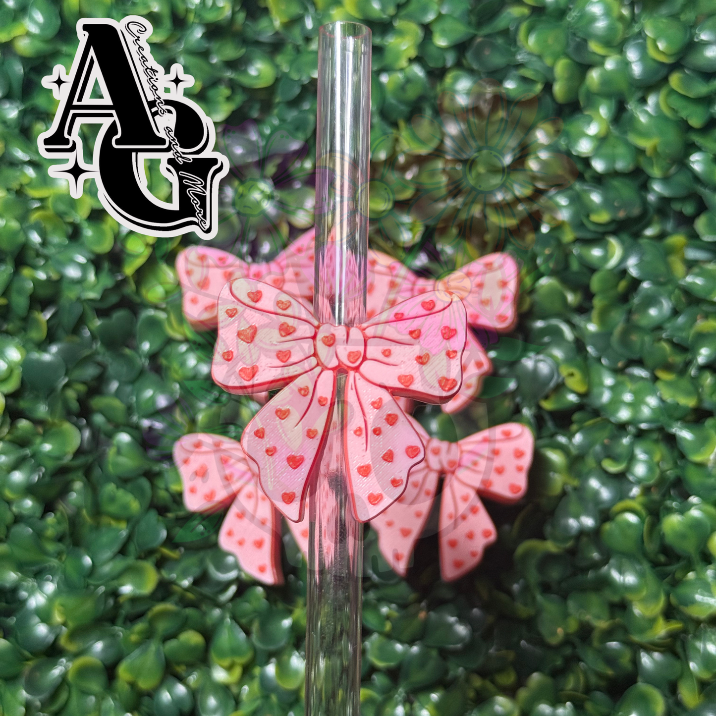 Bow with Hearts Straw Topper