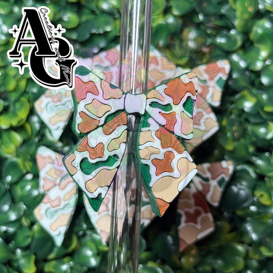 Camo Bow Straw Topper