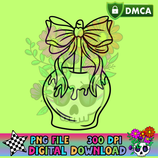 Candy Apple with Bow - PNG