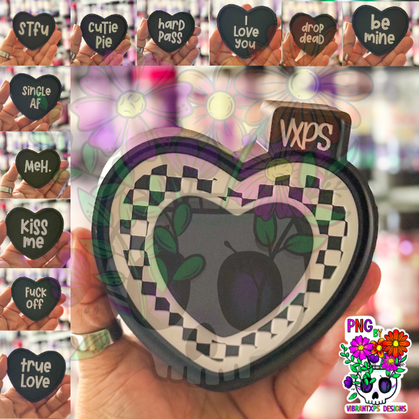 Checkered Conversation Hearts & Inserts - Freshie Mold