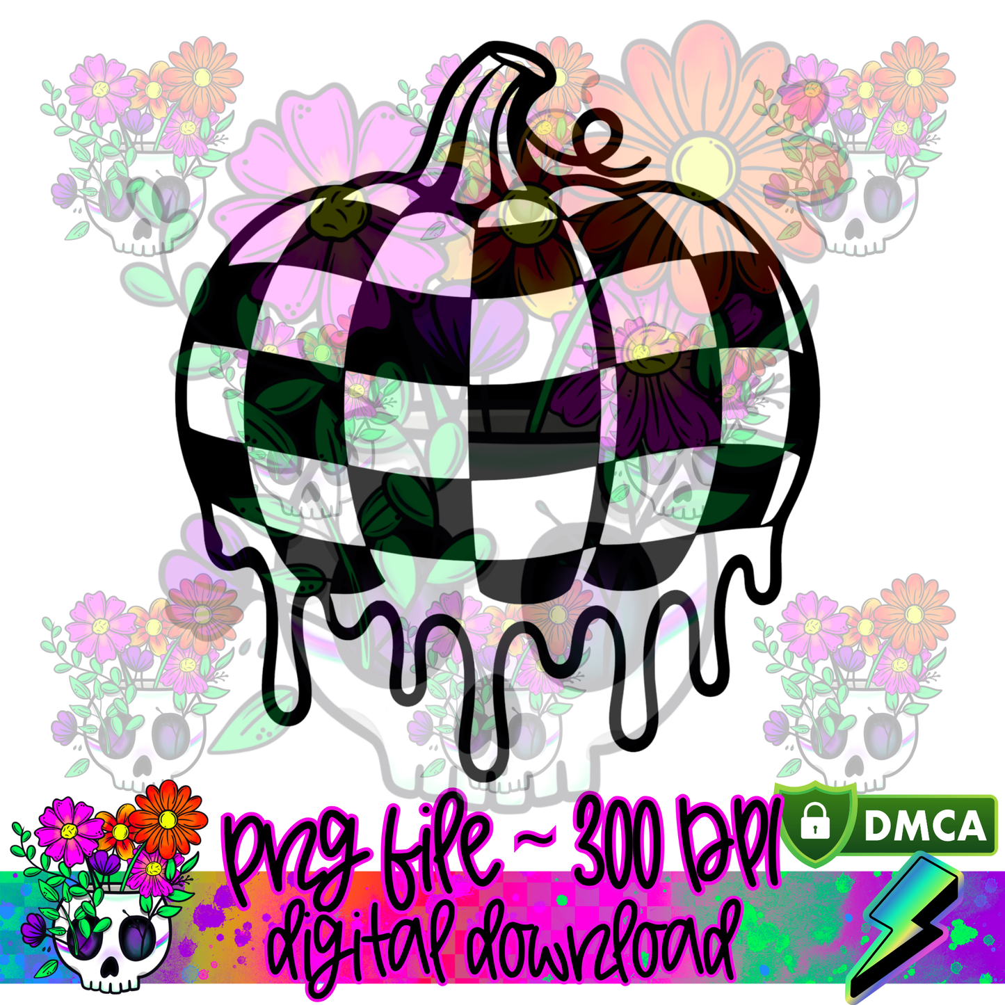 Checkerboard Pumpkin - PNG
