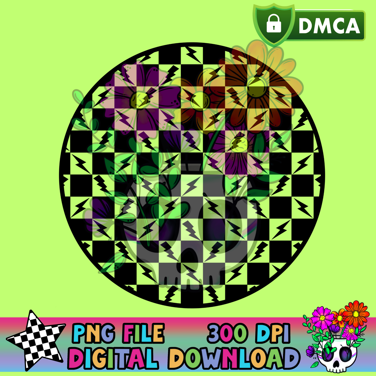 Checkered Bolts Circle - PNG