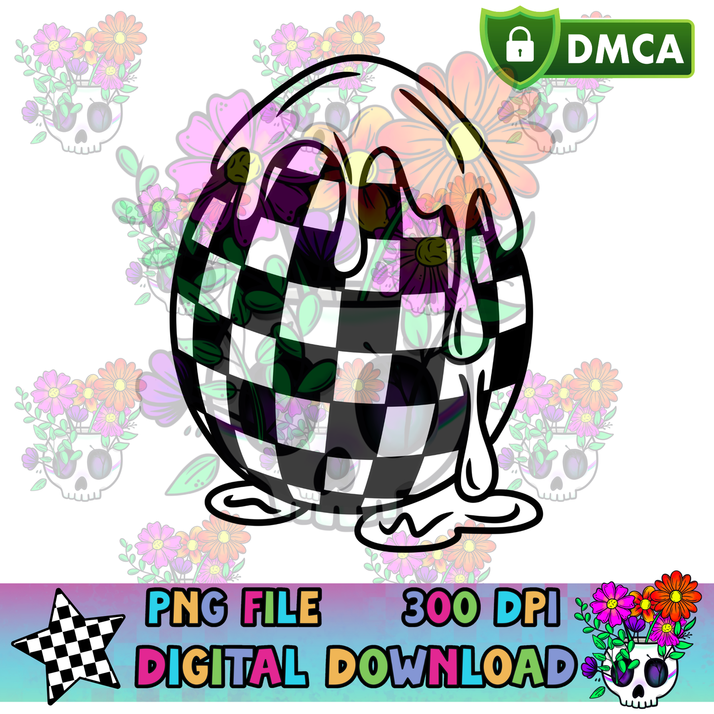 Checkered Drippy Egg - PNG