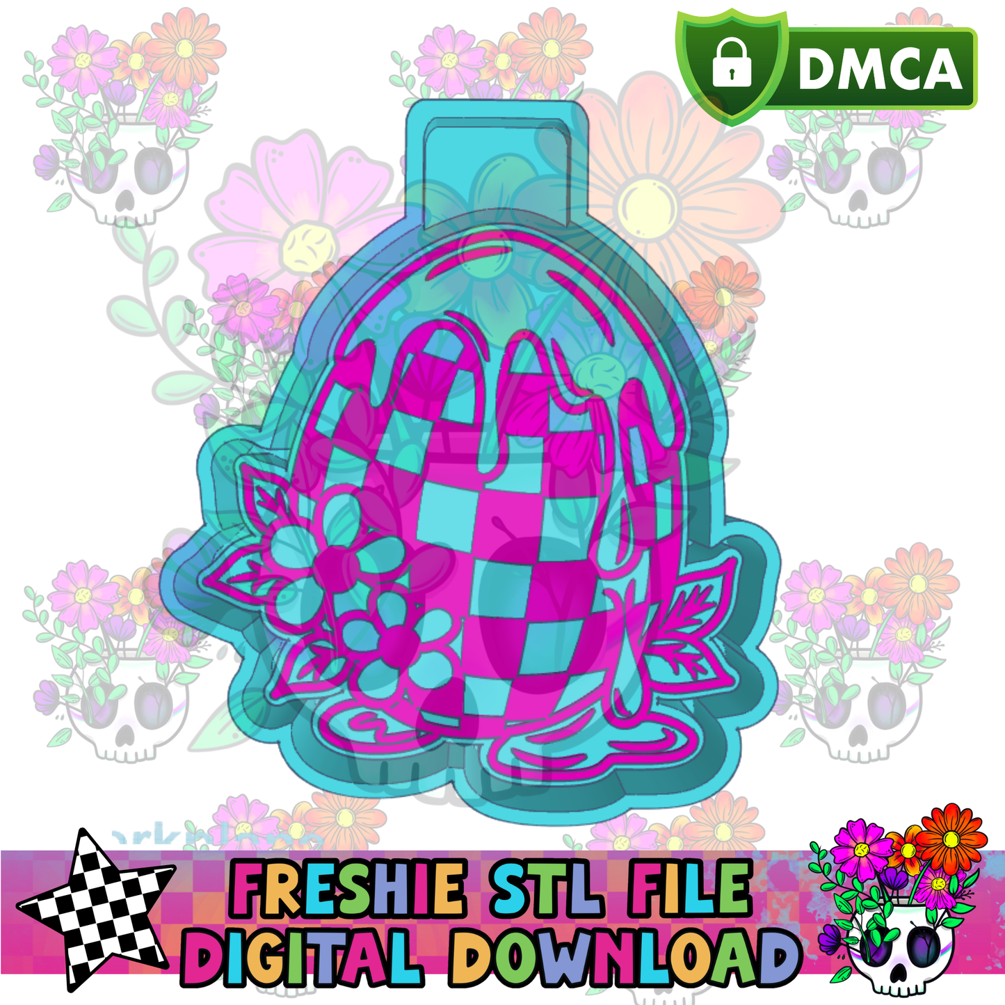 Checkered Egg+Flowers Mold Maker STL File