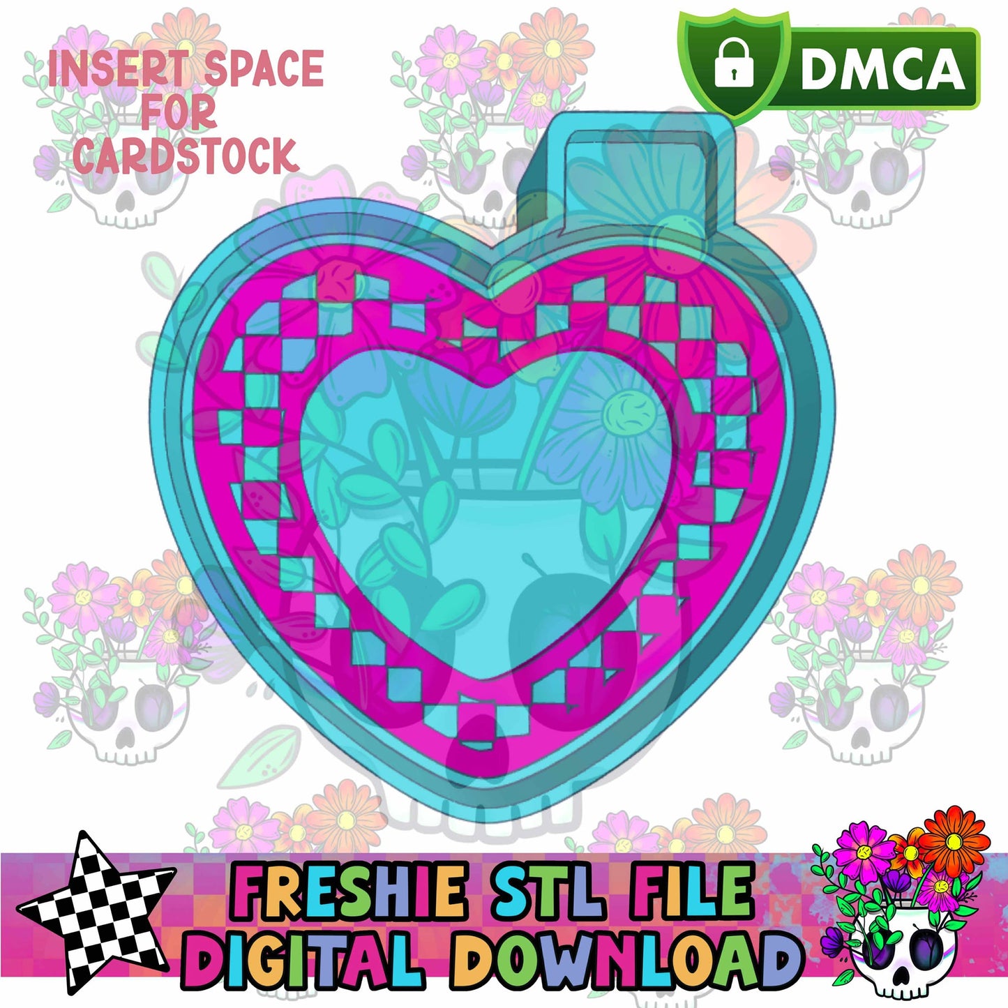 Checkered Heart (Cardstock) Mold Maker STL File