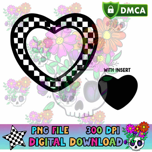 Checkered Heart - PNG