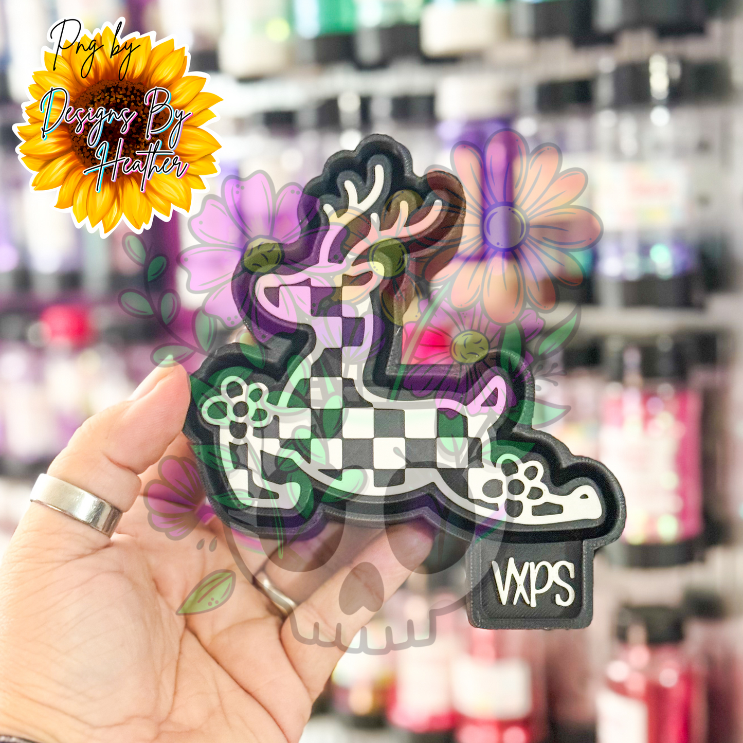 Checkered Reindeer Freshie Mold - Semi Exclusive