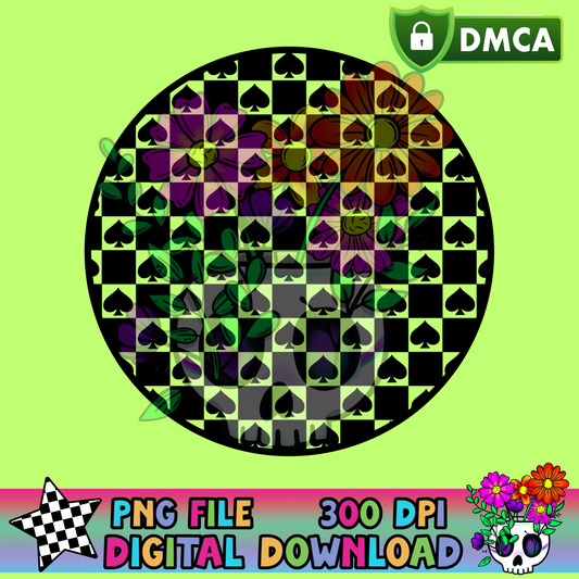 Checkered Spade Circle - PNG