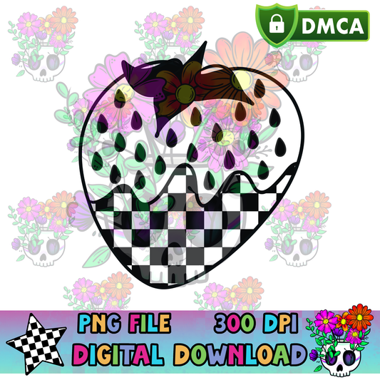 Checkered Strawberry - PNG