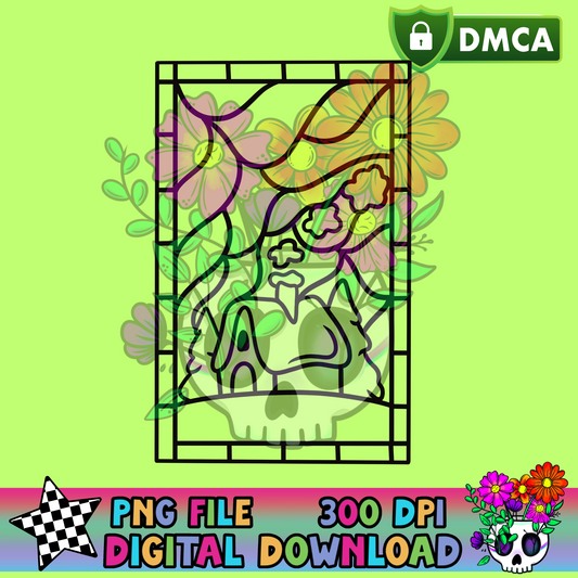 Cottage Stained Glass- PNG