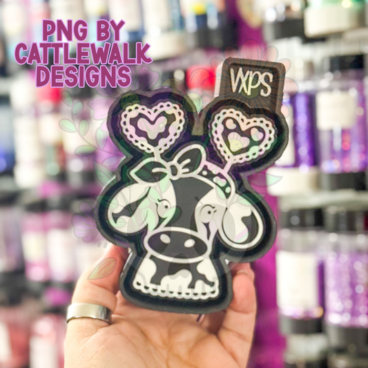Cow with Heart Headband - Freshie Mold