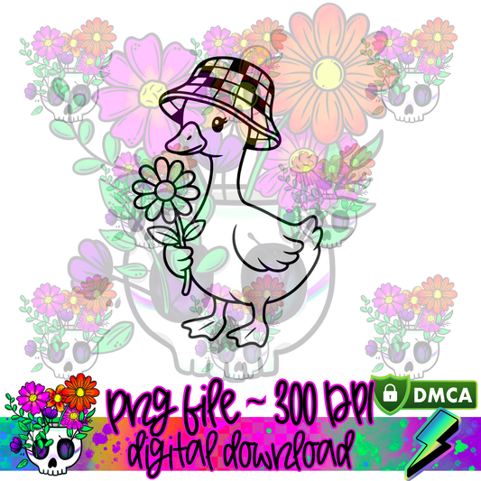 Daisy Goose Checkered Hat - PNG