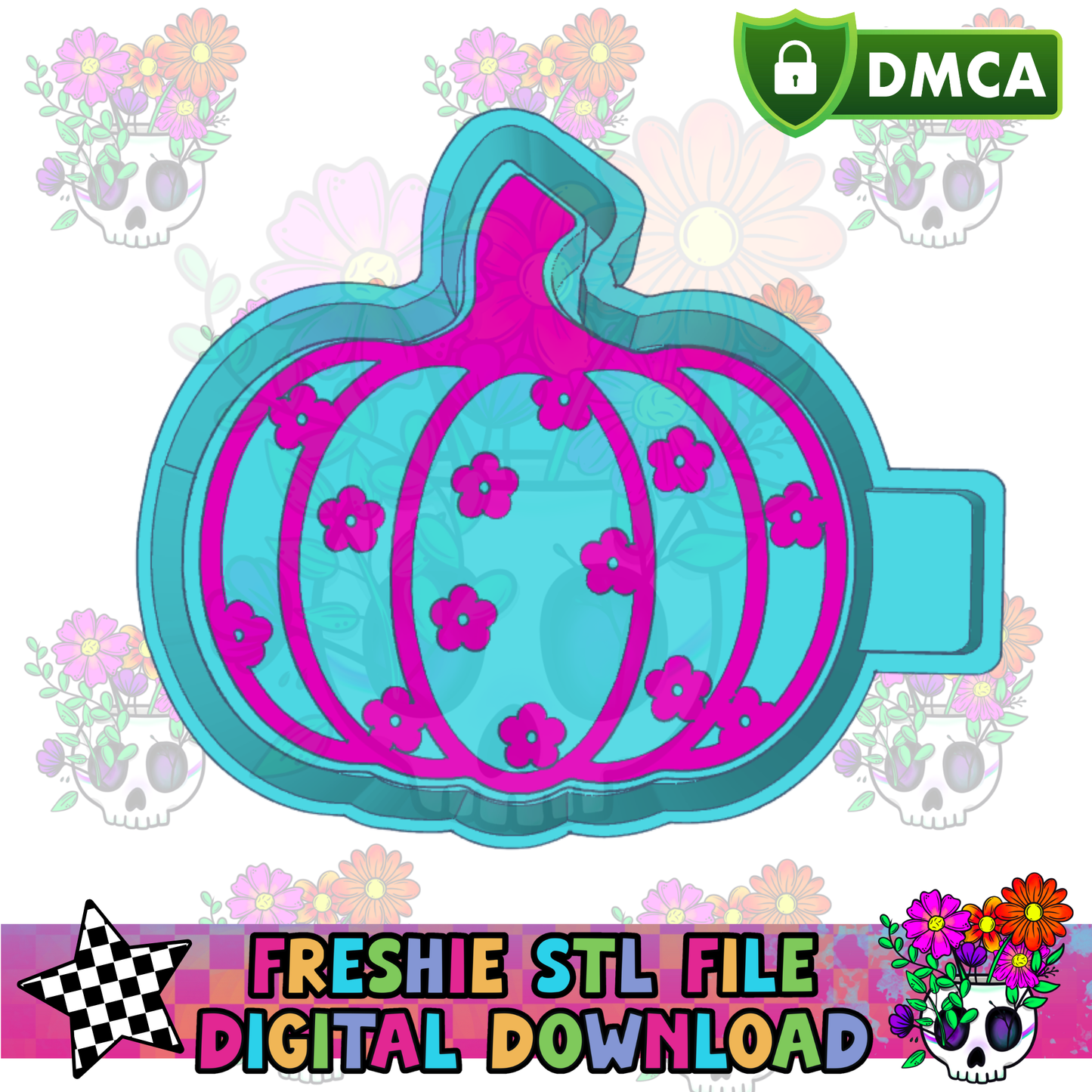 Pumpkin with Daisies Mold Maker STL File