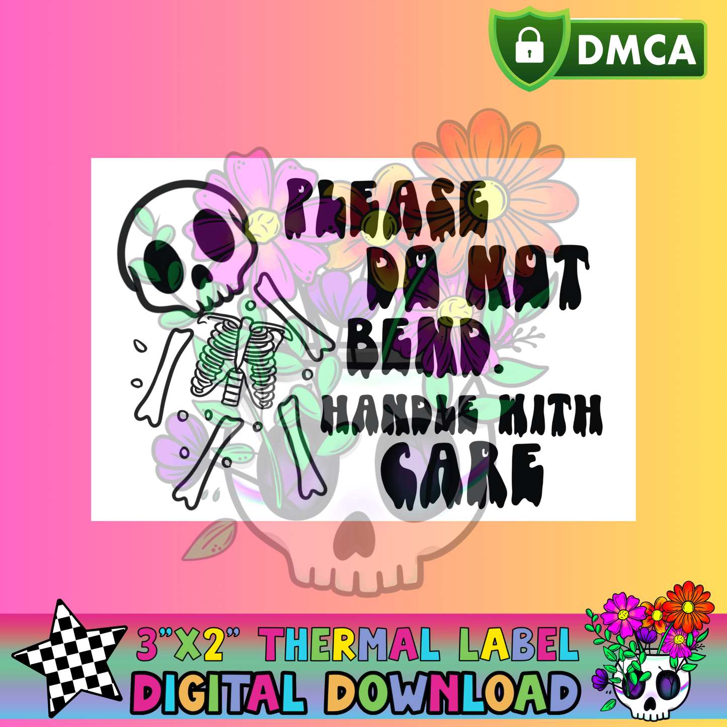 Do Not Bend. Hadle With Care – Thermal Label Digital Download