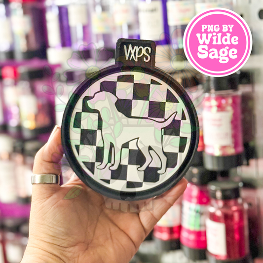 Checkered Dog Circle - Freshie Mold