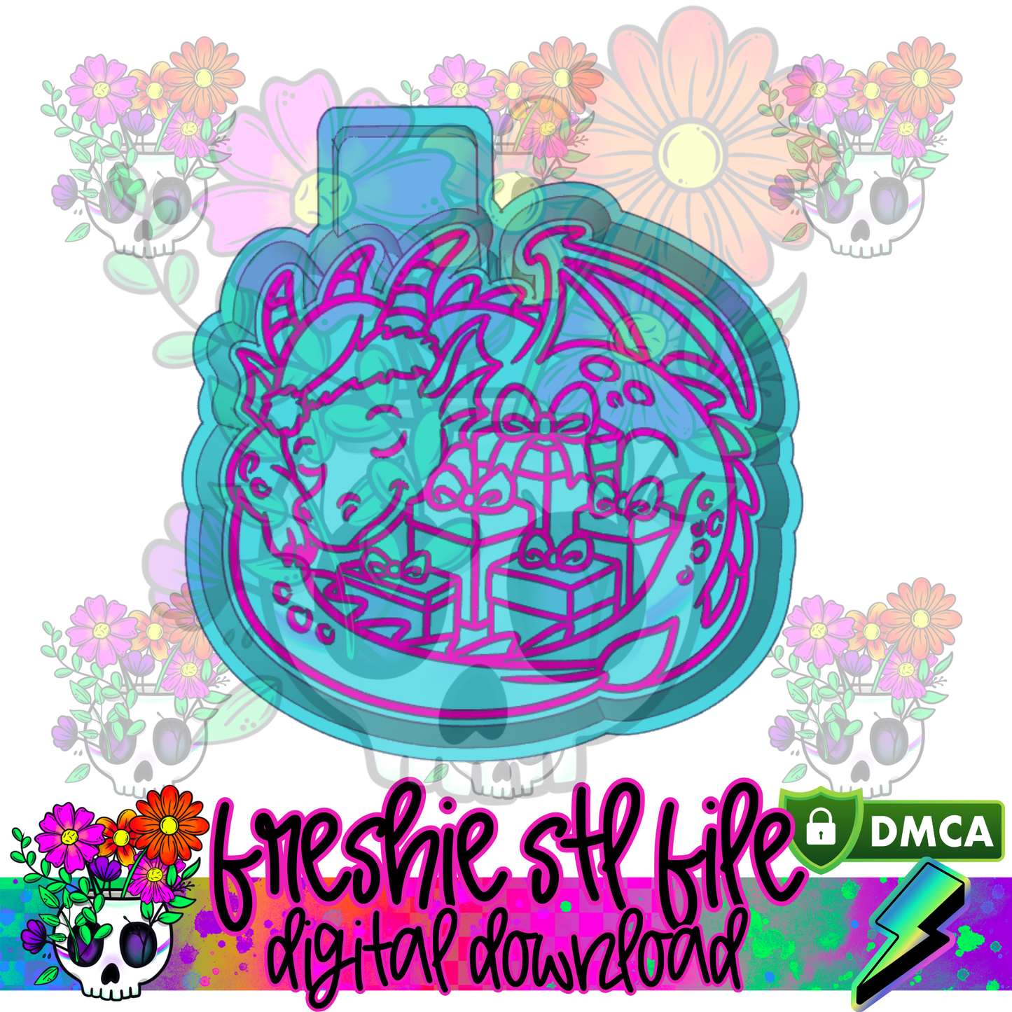 Christmas Dragon Presents Mold Maker STL File