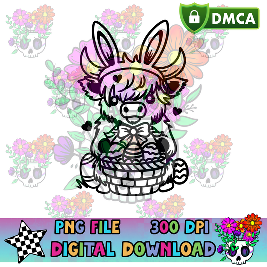 Easter Highland Cow - PNG