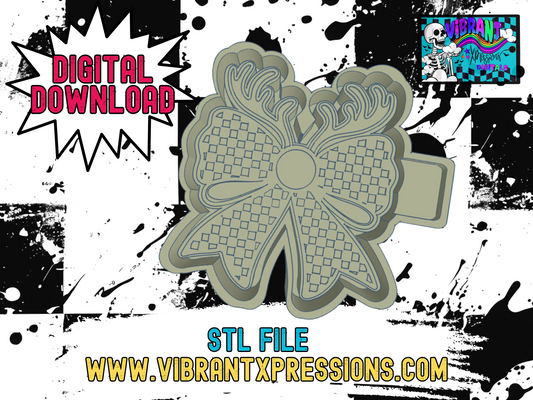 Checkered Reindeer Bow Mold Maker STL File