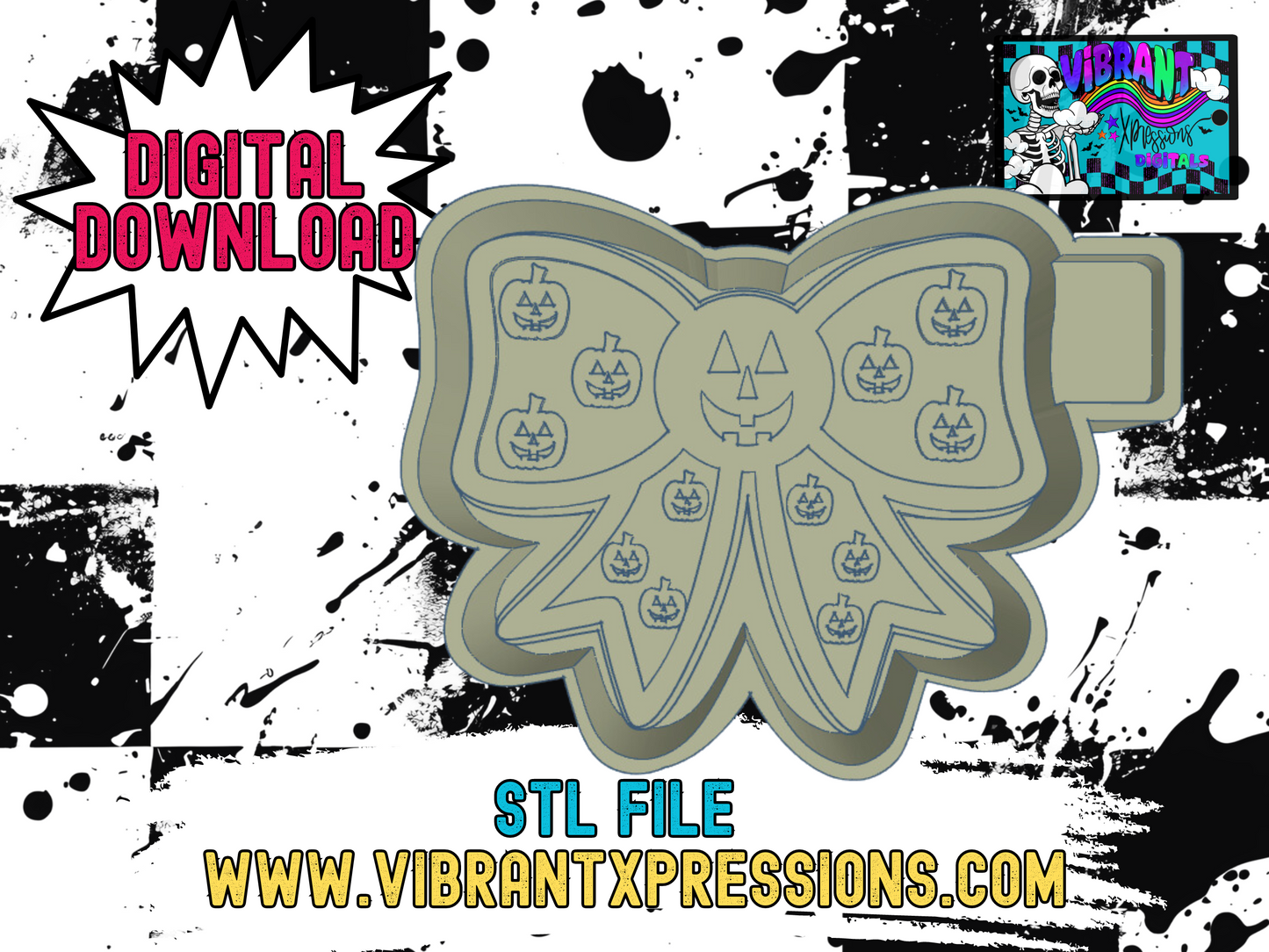 Jack-O-Lantern Bow Mold Maker STL File