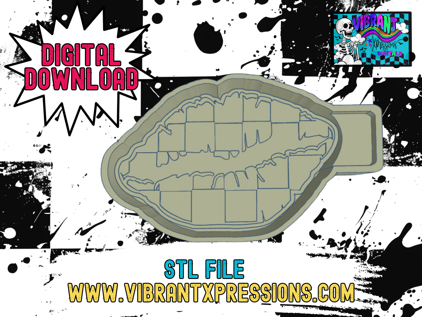 Checkered Lips Mold Maker STL File