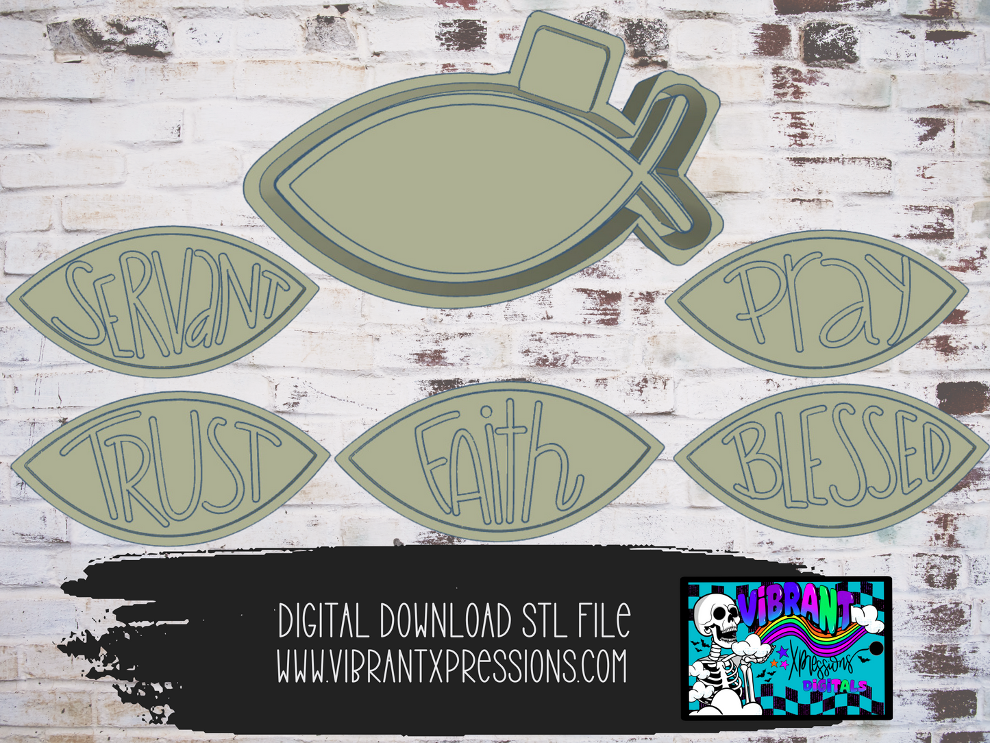 Christian Fish with Inserts Mold Maker STL File