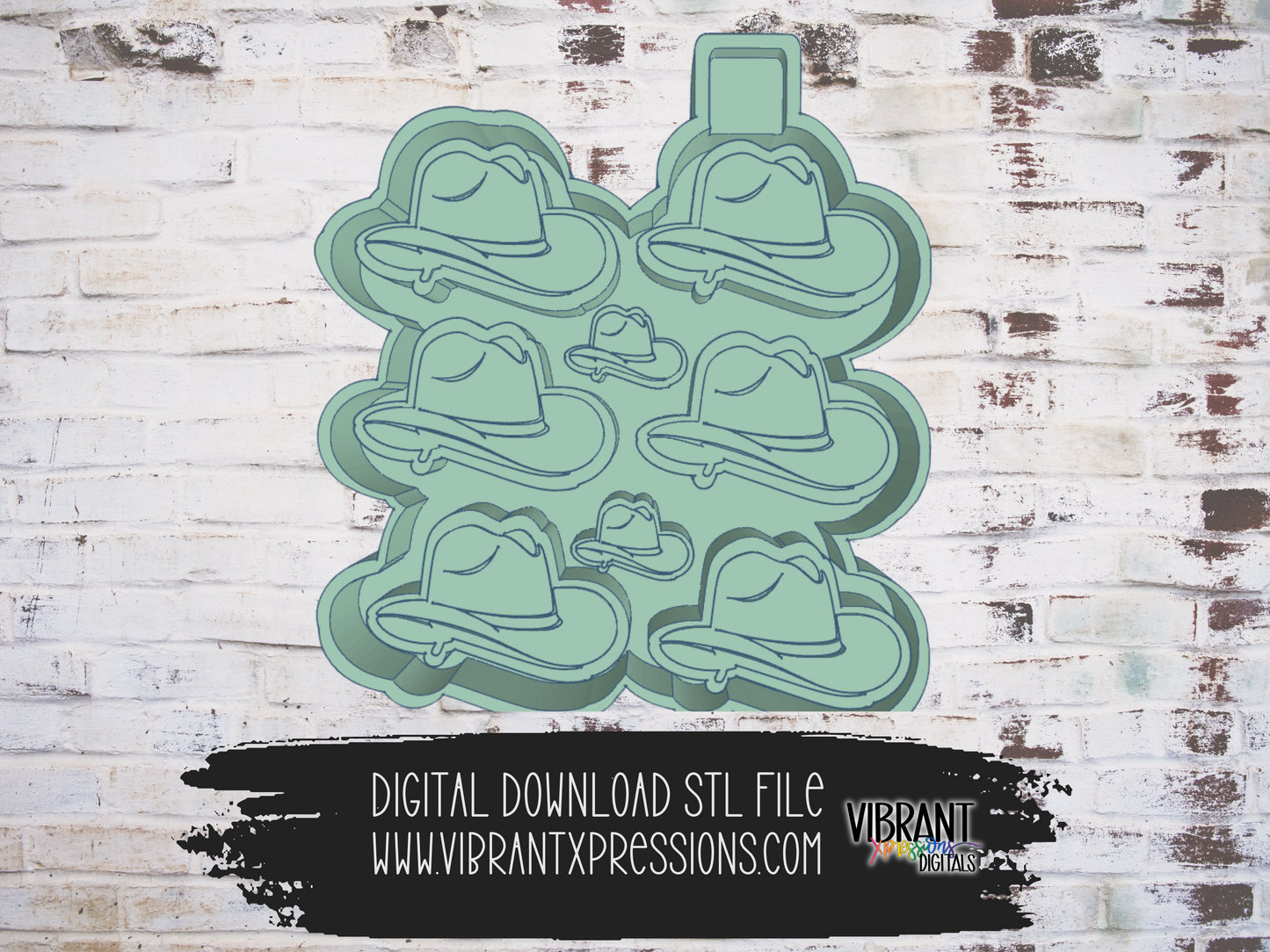 Cowboy Hat Wax Melt Tray w/ Samples Housing Mold Maker STL File