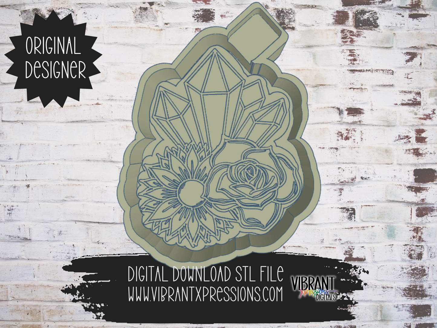 Crystal Sun and Rose Flowers Housing Mold Maker STL File