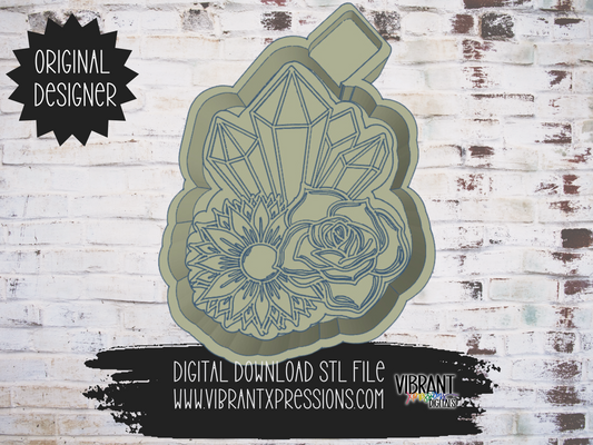 Crystal Sun and Rose Flowers Housing Mold Maker STL File