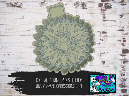 Sunflower with Paw Print Mold Maker STL File