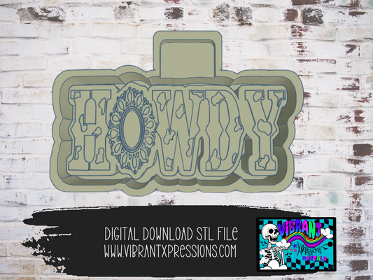 Howdy Cow Print w Turquoise Mold Maker STL File