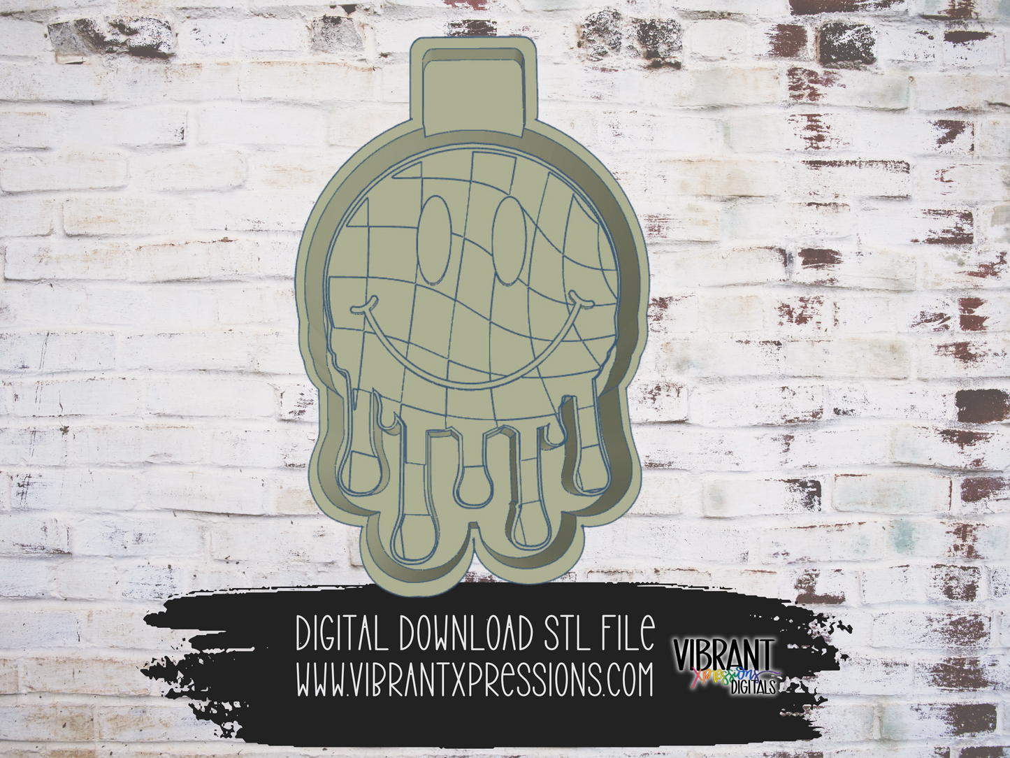 Happy Wavy Checkered Drip Face Mold Maker STL File