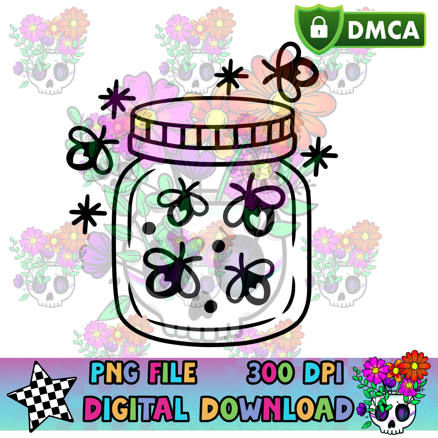 Fireflies Jar - PNG