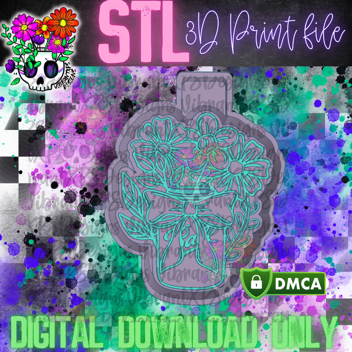 Floral Mason Jar Mold Maker STL File