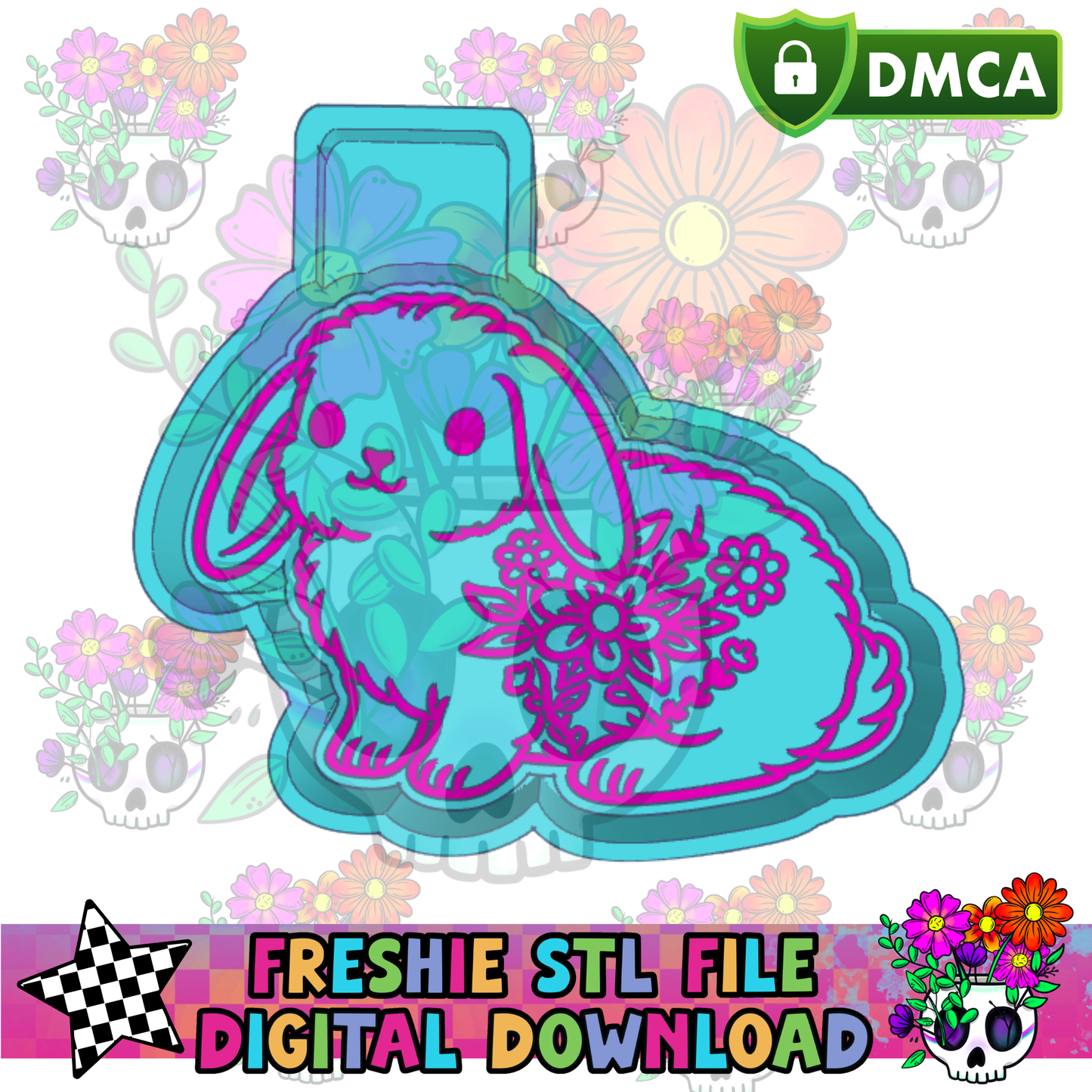 Floral Bunny Floppy Ears Mold Maker STL File
