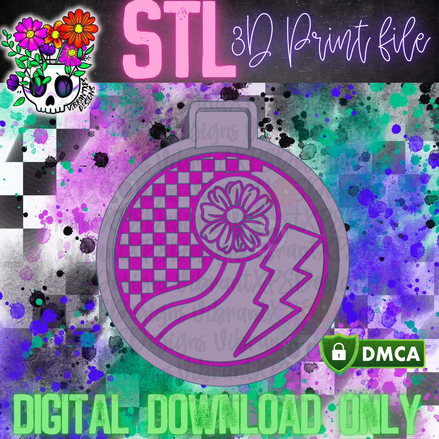 Floral Checked 8 Ball Mold Maker STL File