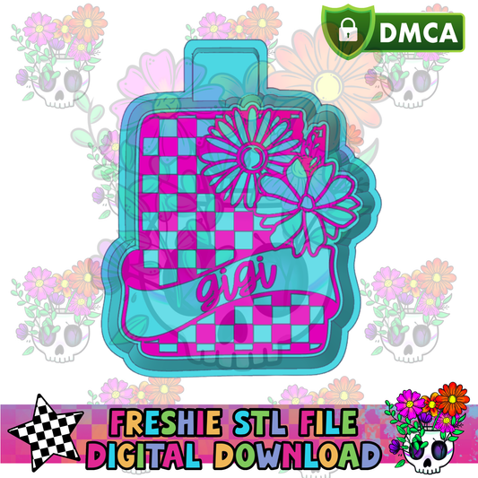 Floral Checkered Card Gigi Mold Maker STL File