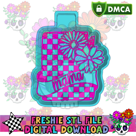Floral Checkered Card Mama Mold Maker STL File