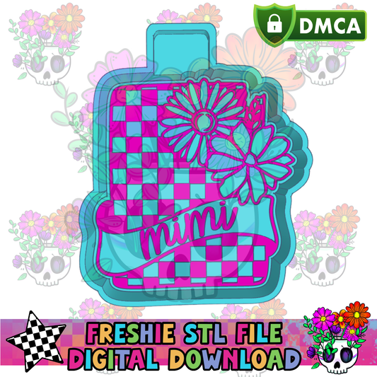 Floral Checkered Card Mimi Mold Maker STL File