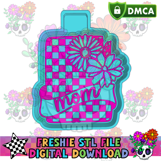 Floral Checkered Card Mom Mold Maker STL File