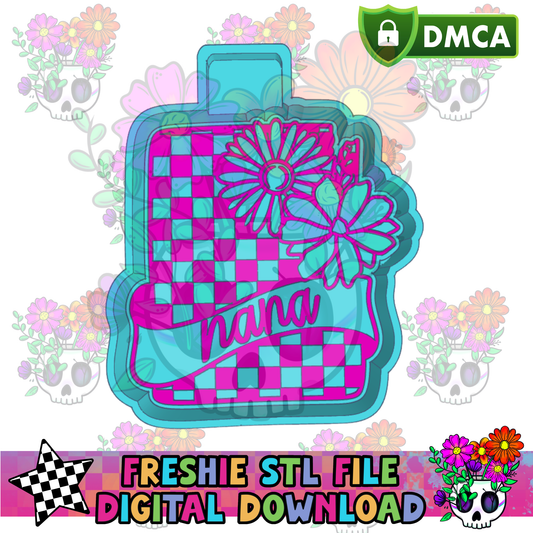 Floral Checkered Card Nana Mold Maker STL File