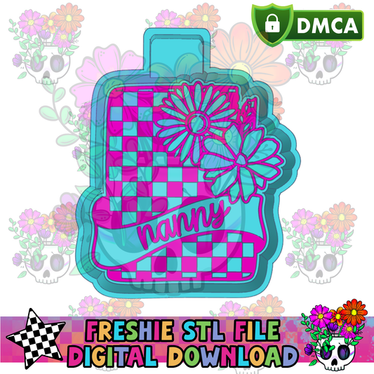 Floral Checkered Card Nanny Mold Maker STL File
